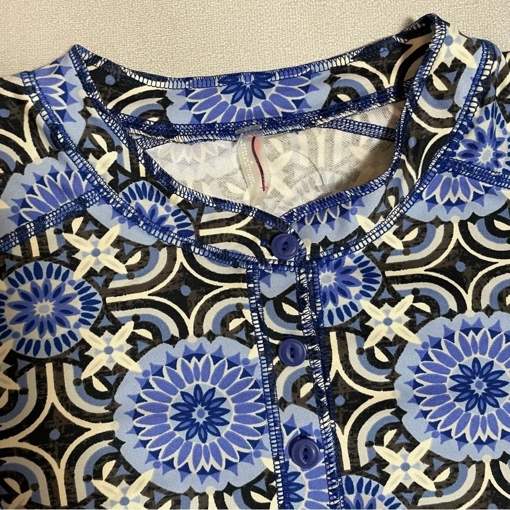 New Free People Fireside Long Sleeve Base Layer Blue Top Size M